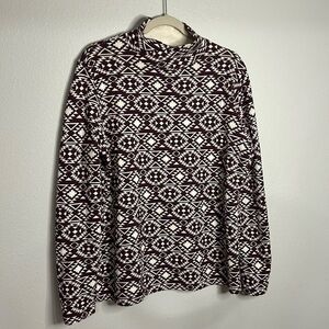 Duluth S'no Sweat Mockneck Sweater Purple Burgundy Aztec Coolmax Women size XL